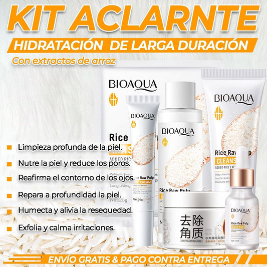 Kit facial de arroz anti-edad y aclarante Bioaqua